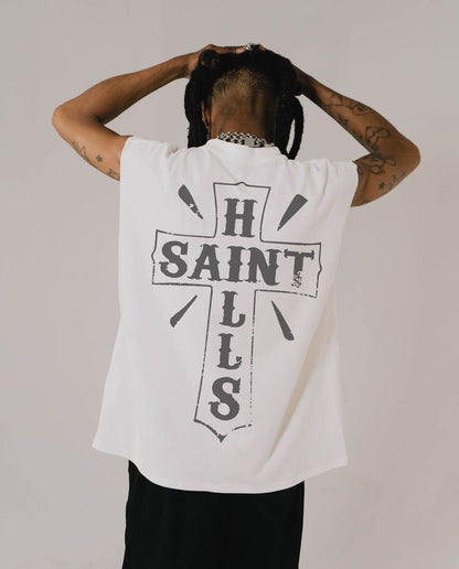 Savior Cut-sleeve Tee  White