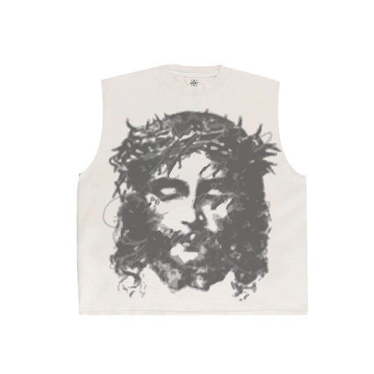 Savior Cut-sleeve Tee  White